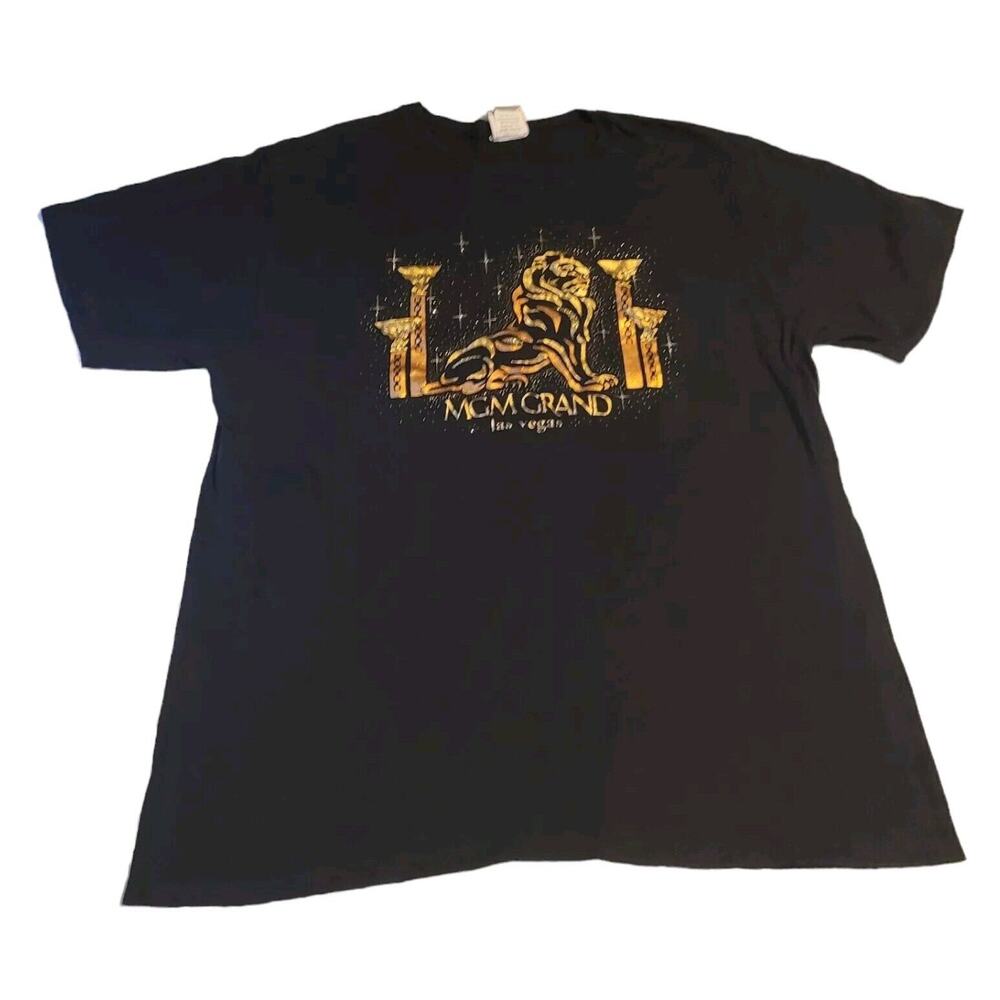 Vintage MGM Grand Las Vegas Graphic T-Shirt Men’s Large Black 1993 Gold Sparkle